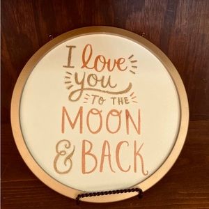 Love you to the moon and back circle gold frame